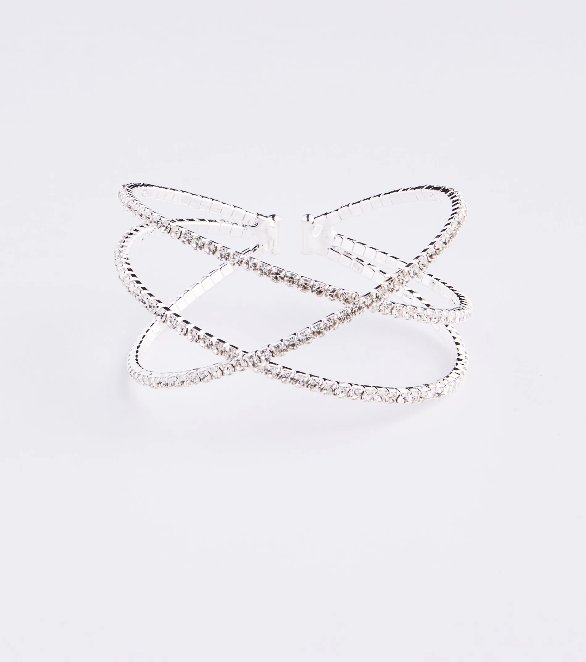 Memory Wire Rhinestone Cross Cuff