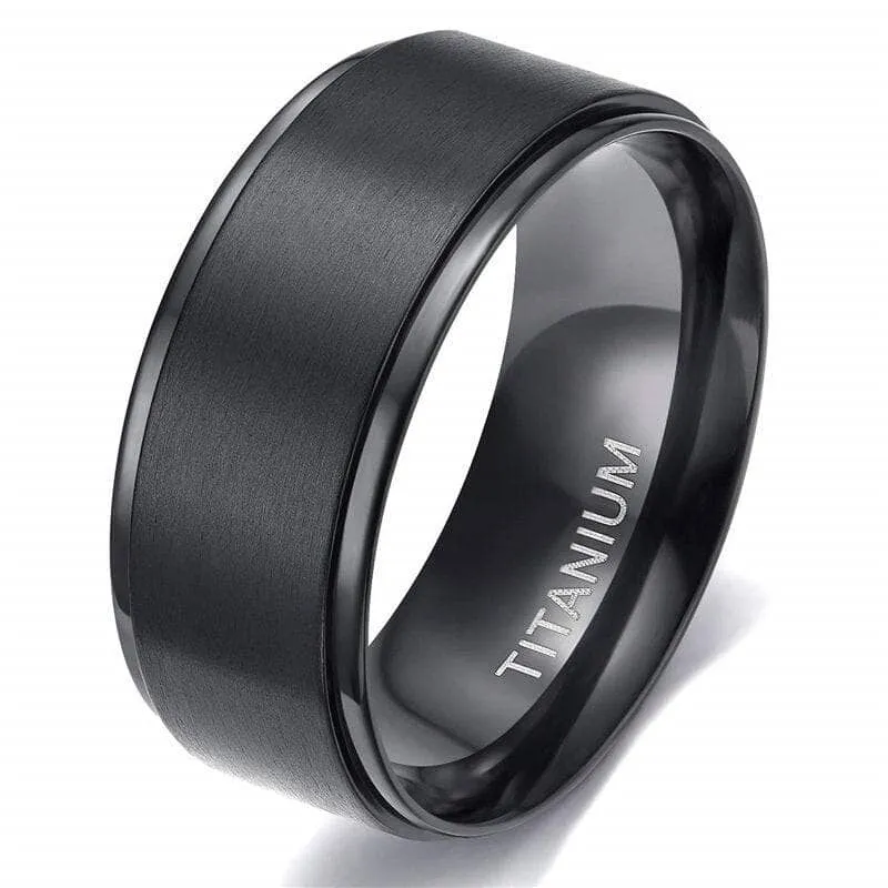 Men's 10mm Black Titanium Wedding Band