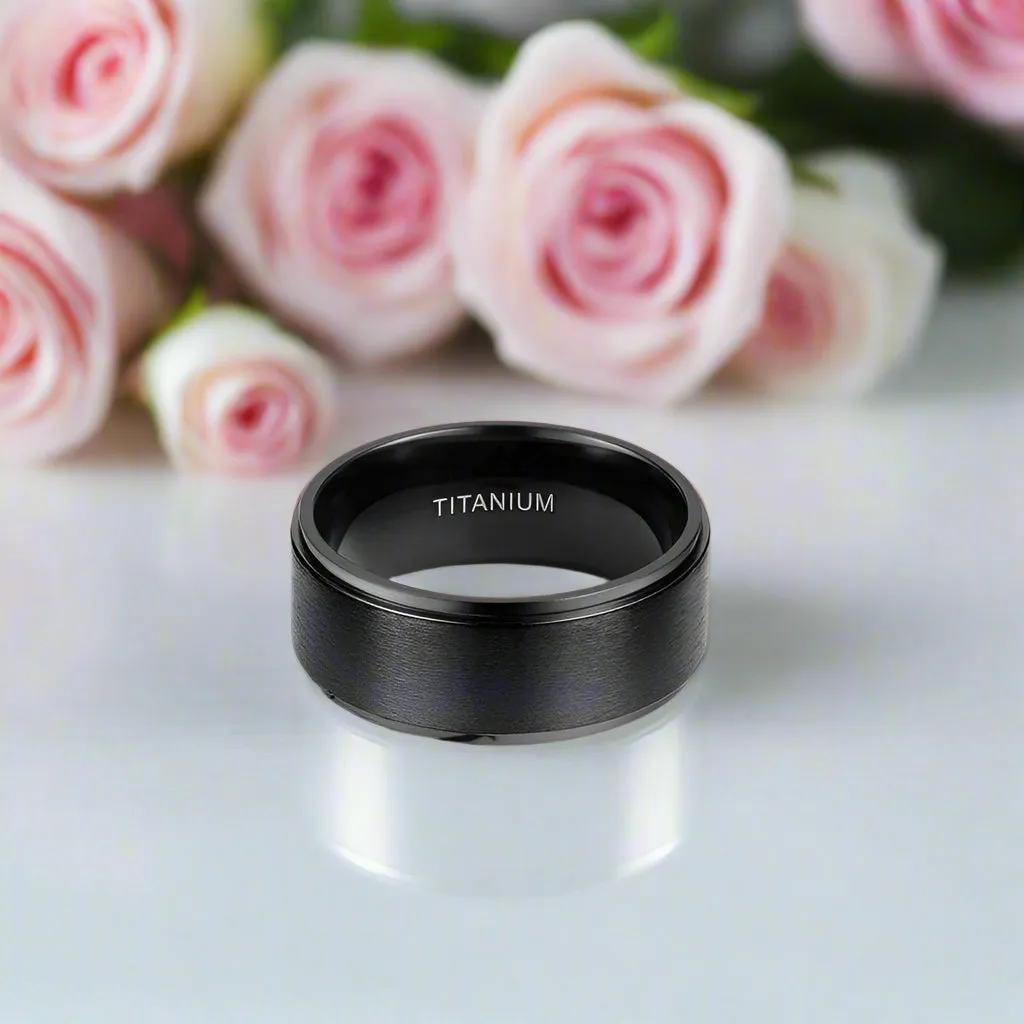 Men's 10mm Black Titanium Wedding Band