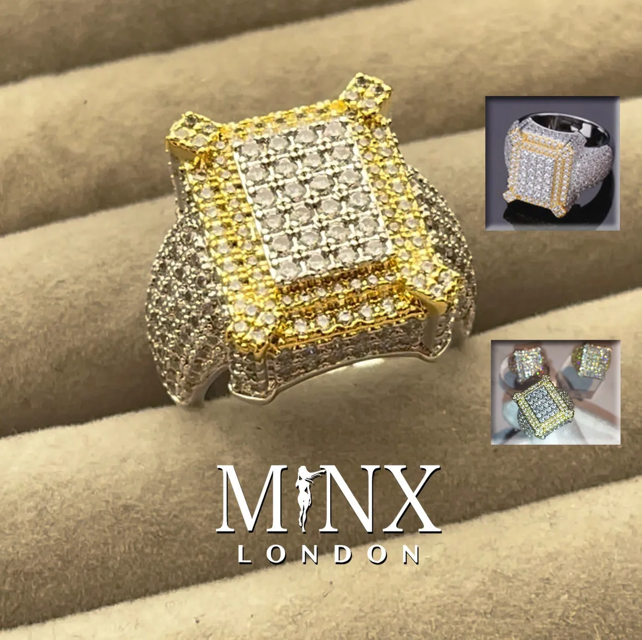 Mens Big Diamond Ring | Hip Hop Ring | Mens Iced Out Ring | Womens Iced Ring | Iced Out Rings | Two Tone Ring | Big Diamond Rings Men