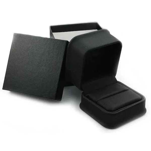Mens Black Tungsten Wedding Ring w/ Black Carbon Fiber Inlay Beveled Edges - 8mm