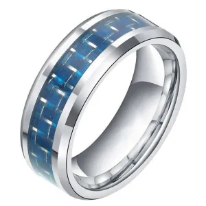 Men's Tungsten Wedding Band with Carbon Fiber