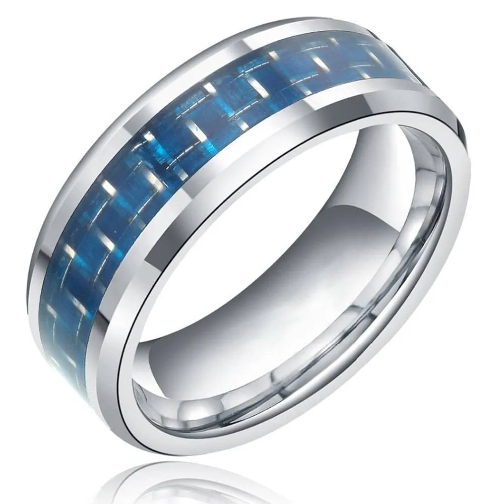 Men's Tungsten Wedding Band with Carbon Fiber