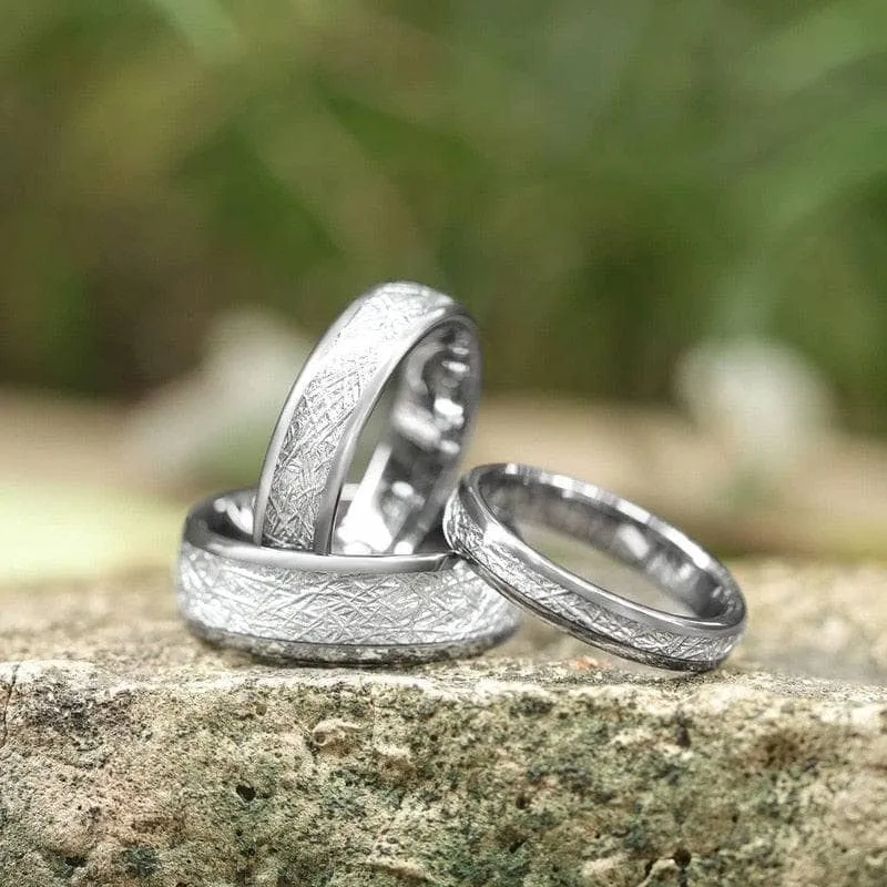 Men's Tungsten Wedding Band with Meteorite Inlay