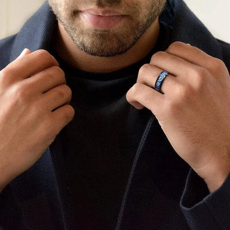 Men's Tungsten Wedding Band with Steampunk Inlay