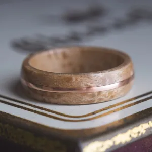 Mens Wedding band made from Birds eye Maple and Copper inlay.