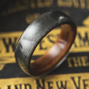 Mens Wood Wedding band made from Santos Rosewood and Grey Maple