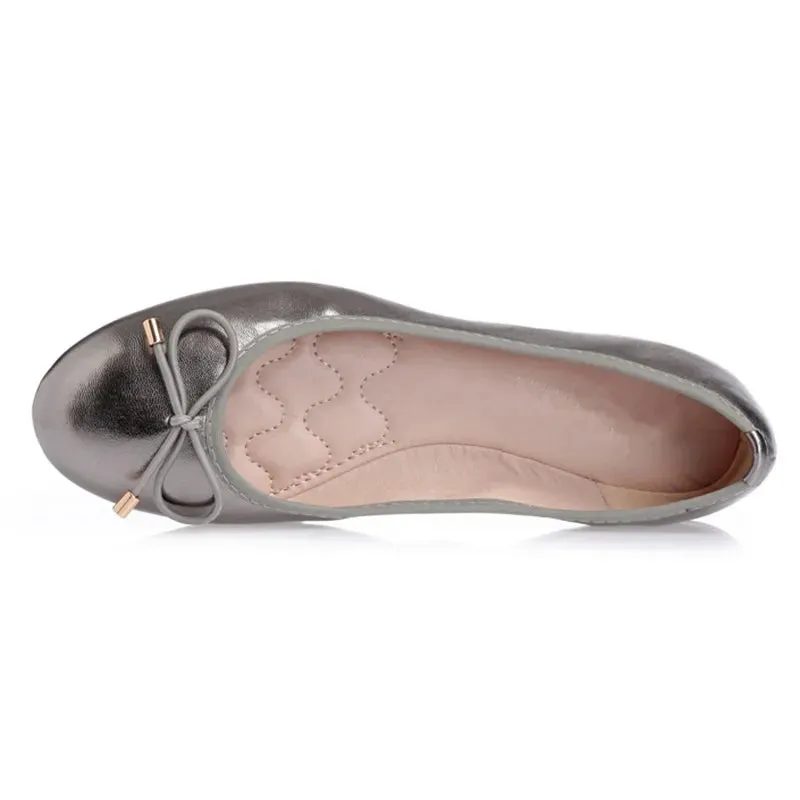 Merendy Sarsara Slip-on Silver Cap Toe Metallic Ballet Flats