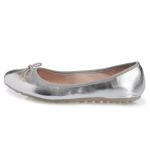 Merendy Sarsara Slip-on Silver Cap Toe Metallic Ballet Flats