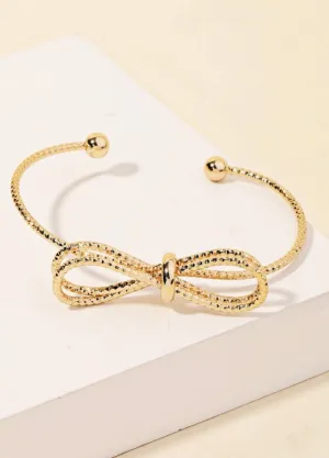 Metallic Bow Knot Cuff Bracelet Gold or Silver