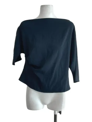 Midnight Blue Draped Mid Sleeves Top LB