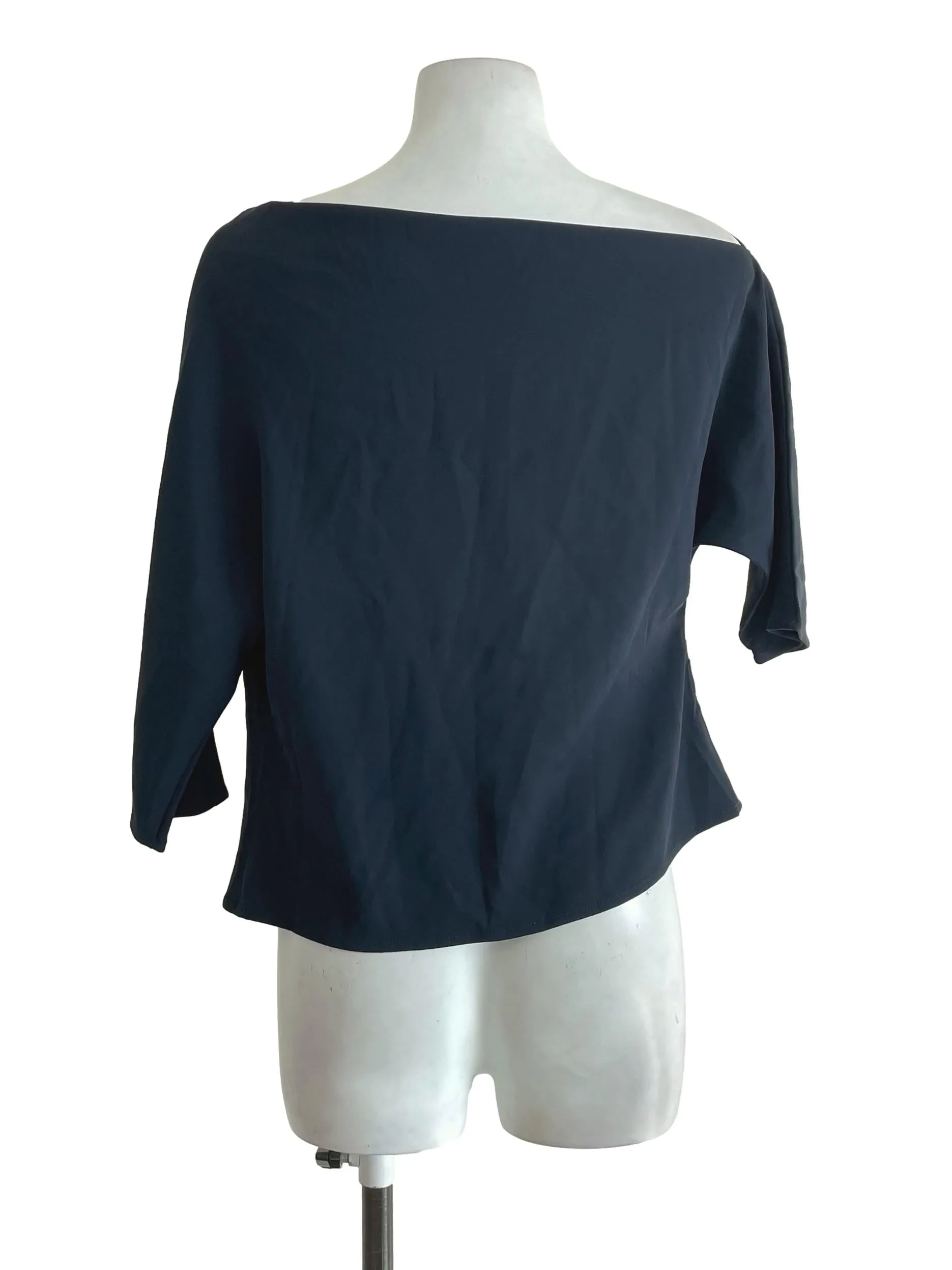 Midnight Blue Draped Mid Sleeves Top LB