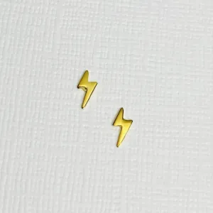 Mini Gold Lightning Bolt Stud Earrings
