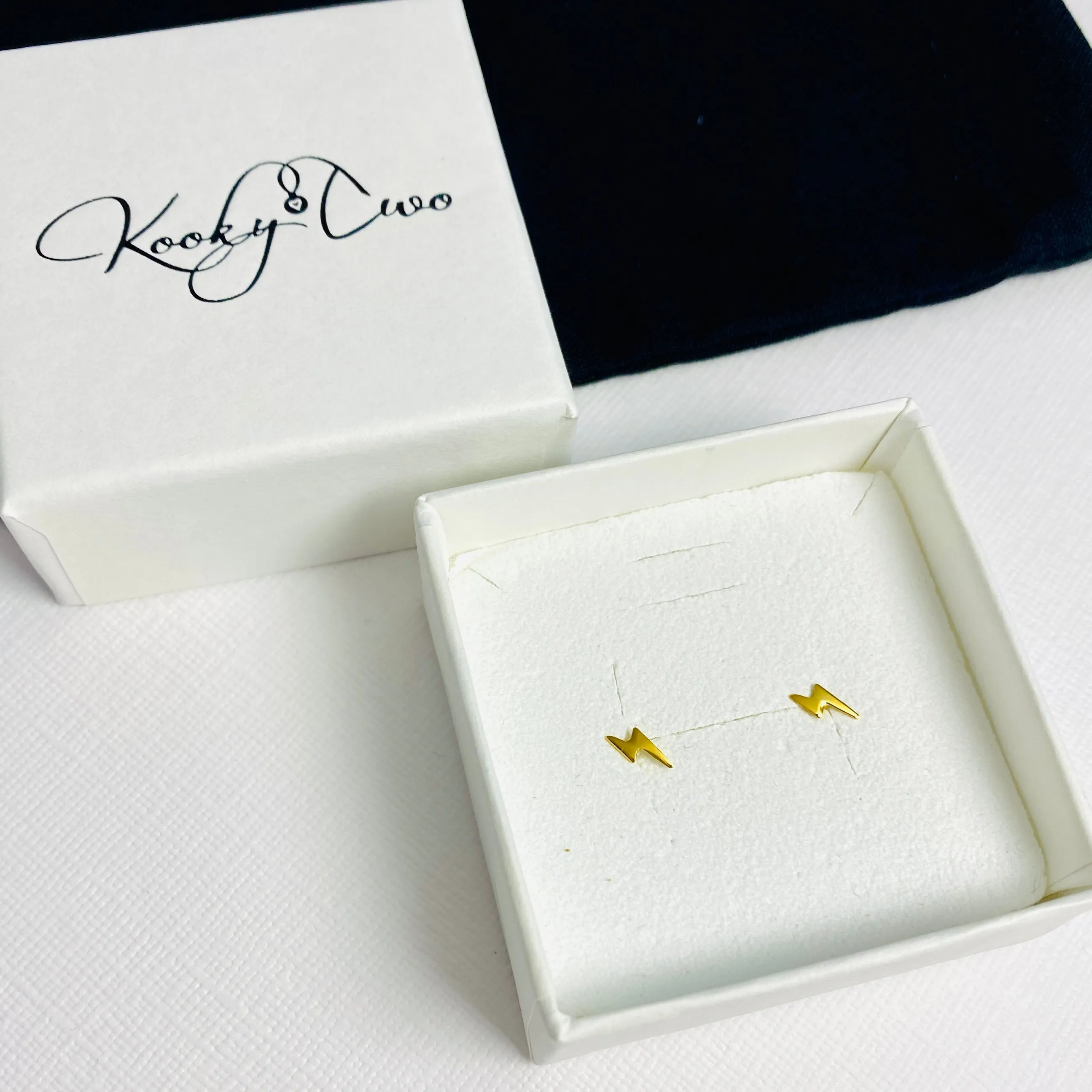 Mini Gold Lightning Bolt Stud Earrings