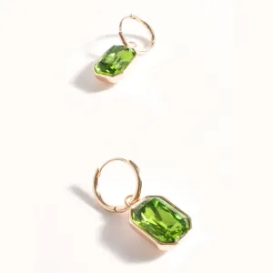 Mini Jewel Drop Earrings (Green/Gold)