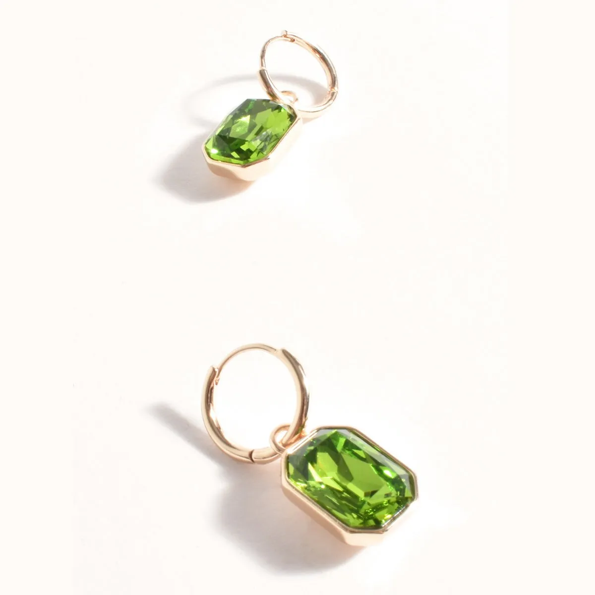 Mini Jewel Drop Earrings (Green/Gold)