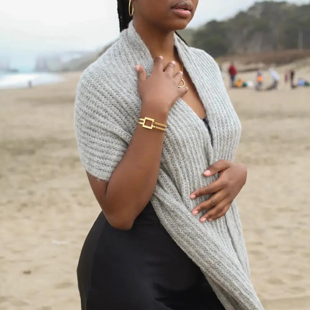 Minimal Geo Stripe Bracelets with Adjustable Stripe Bombshell Cuff