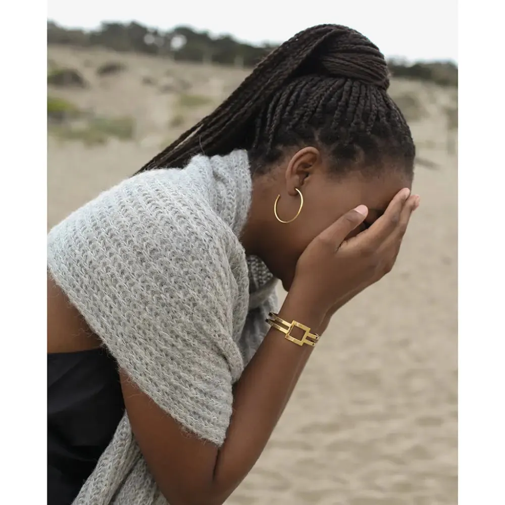 Minimal Geo Stripe Bracelets with Adjustable Stripe Bombshell Cuff