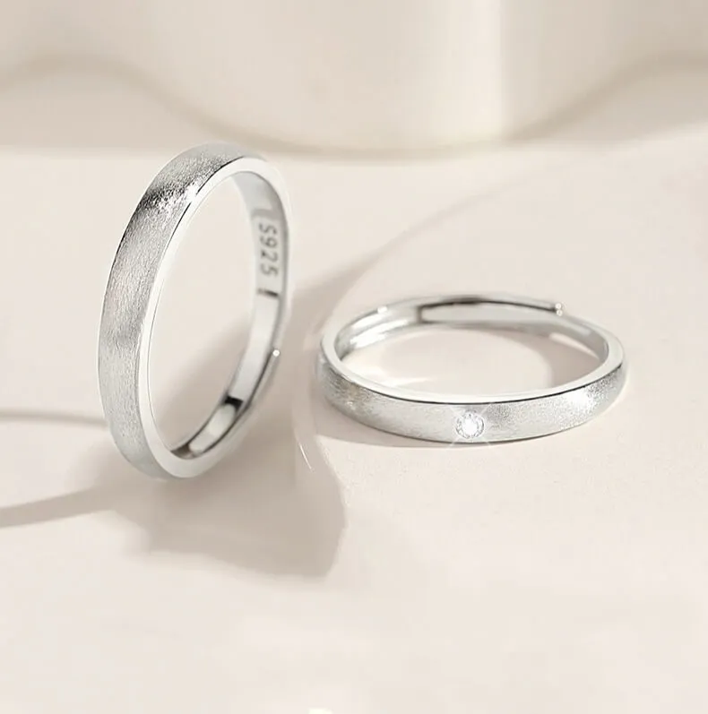 Minimalist Brushed Matte Matching Rings