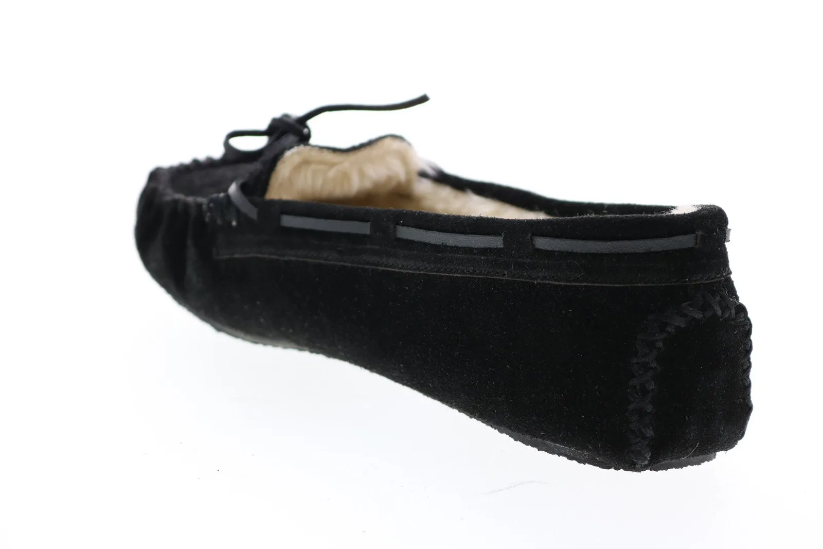 Minnetonka Cally Slipper 92608-4010 Womens Black Suede Moccasin Flats Shoes