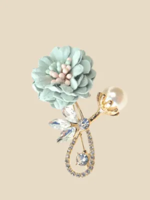 Mint green gold flower brooch