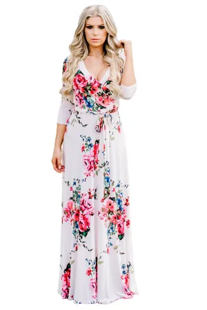 Misty Flower Print Wrap Dress