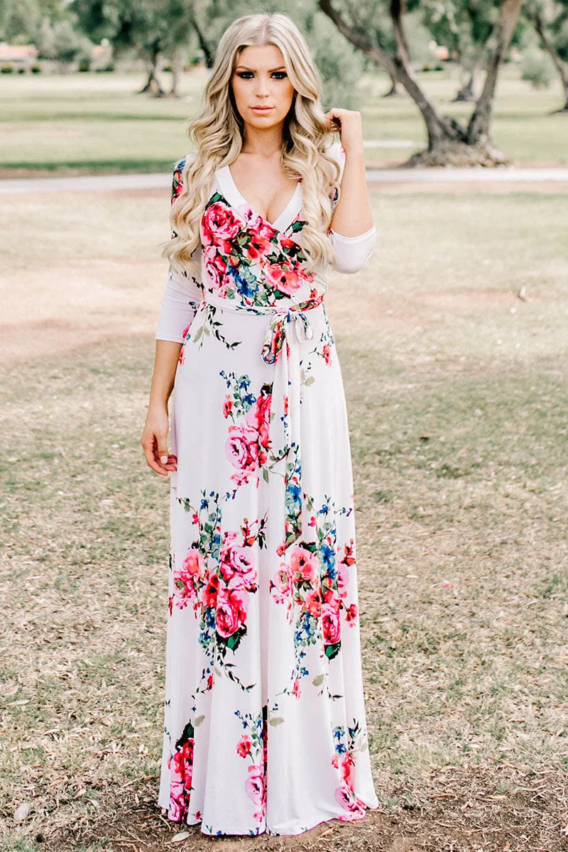 Misty Flower Print Wrap Dress