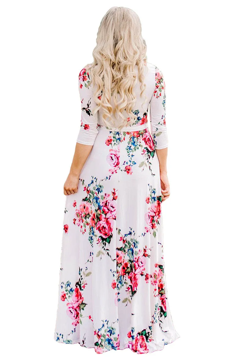 Misty Flower Print Wrap Dress