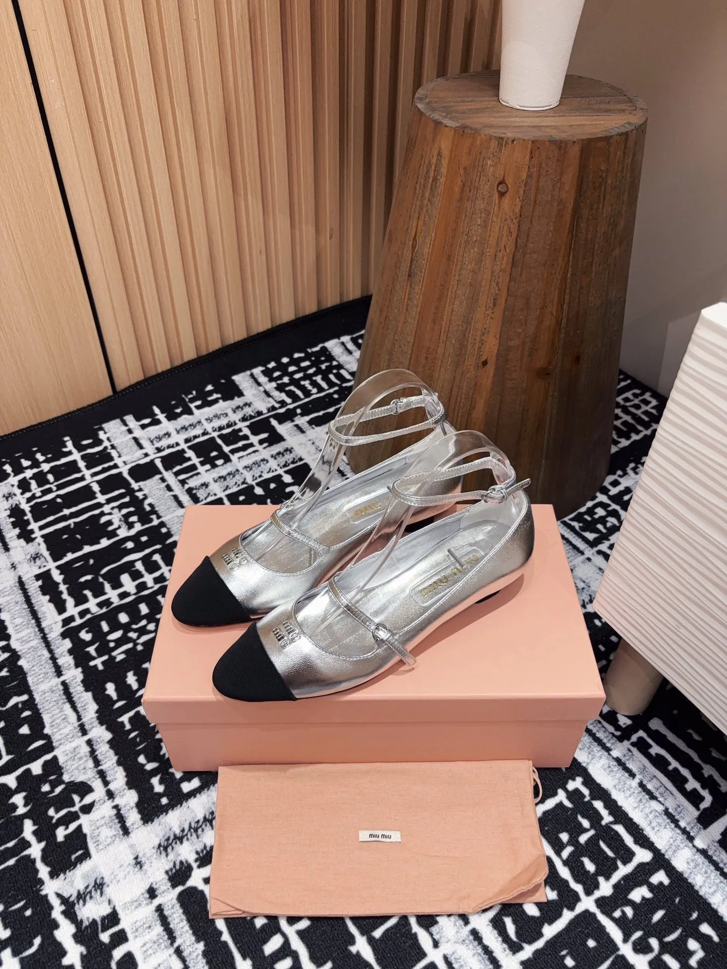 Miu Mary Jane Silver Metallic Lambskin
