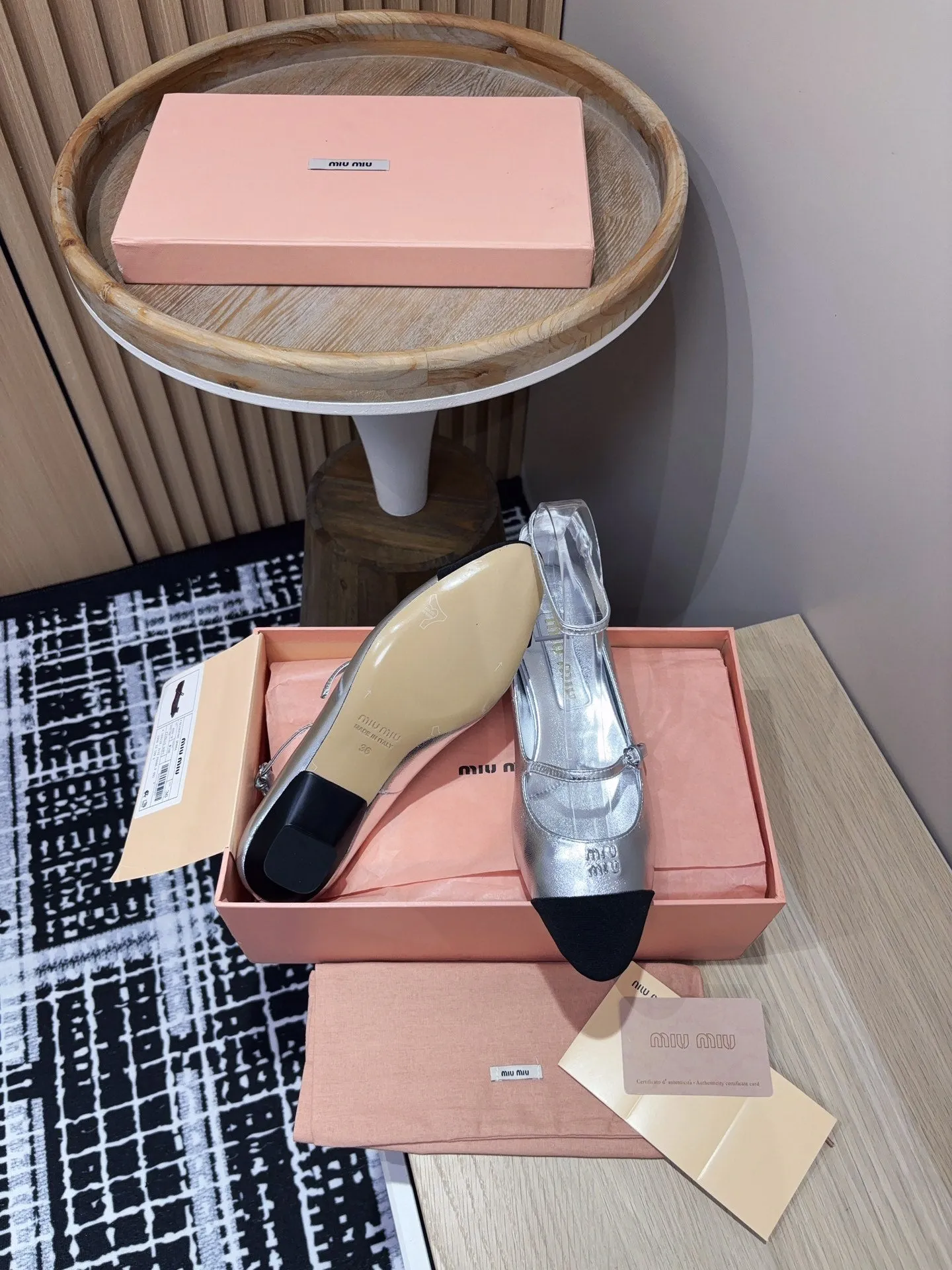 Miu Mary Jane Silver Metallic Lambskin