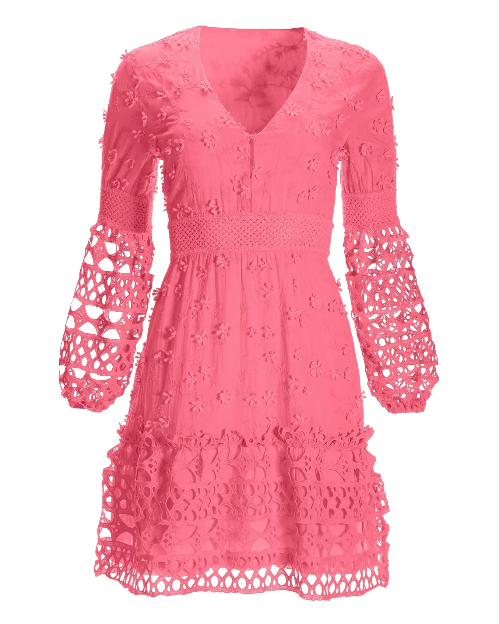 Mixed Media Short Dress Pink