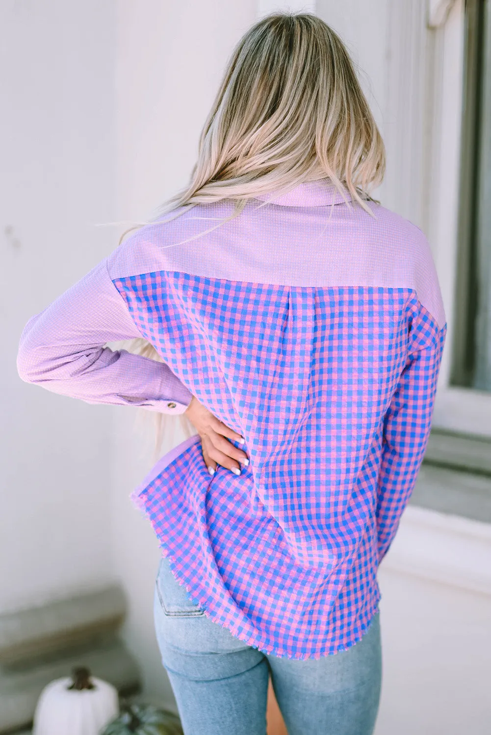 Mixed Plaid Chest Pocket Shirt