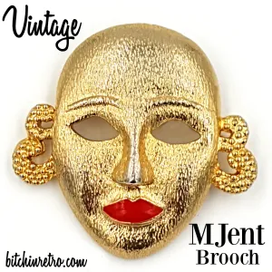 MJent Vintage Mask With Cherry Red Lips and a Tribal Bohemian Style
