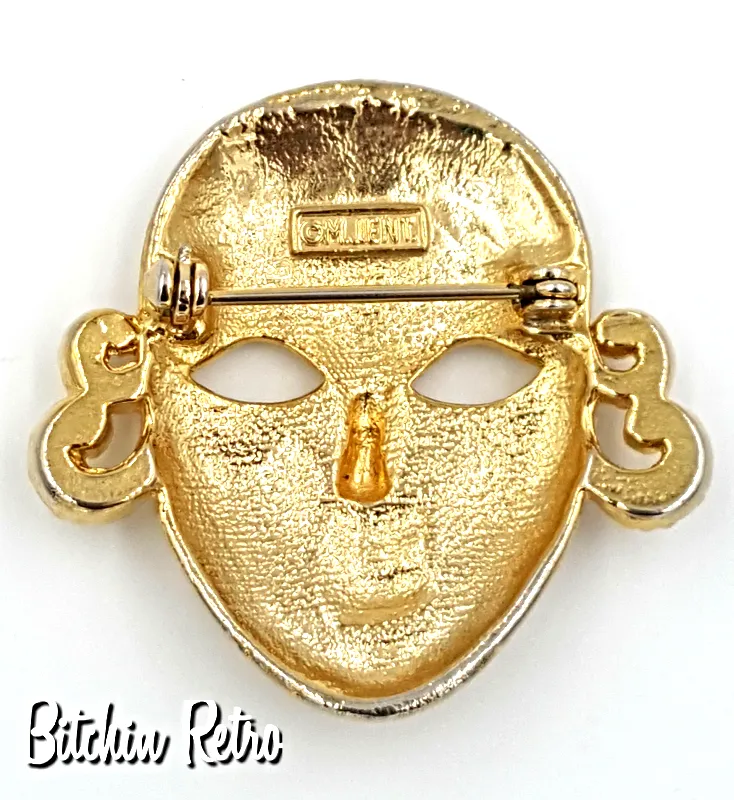 MJent Vintage Mask With Cherry Red Lips and a Tribal Bohemian Style
