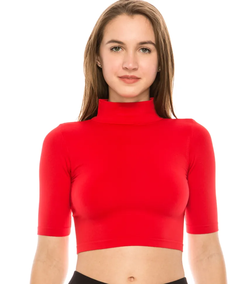 Mock Neck Elbow Crop Top SALE