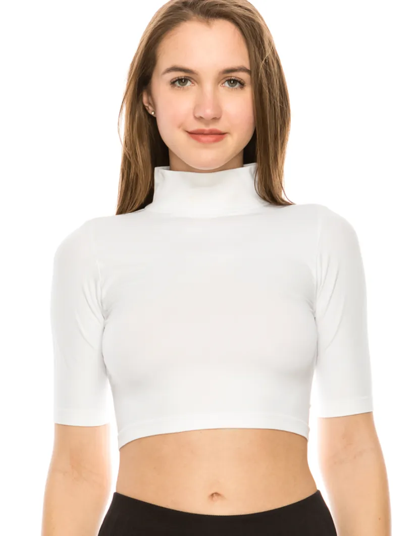 Mock Neck Elbow Crop Top SALE