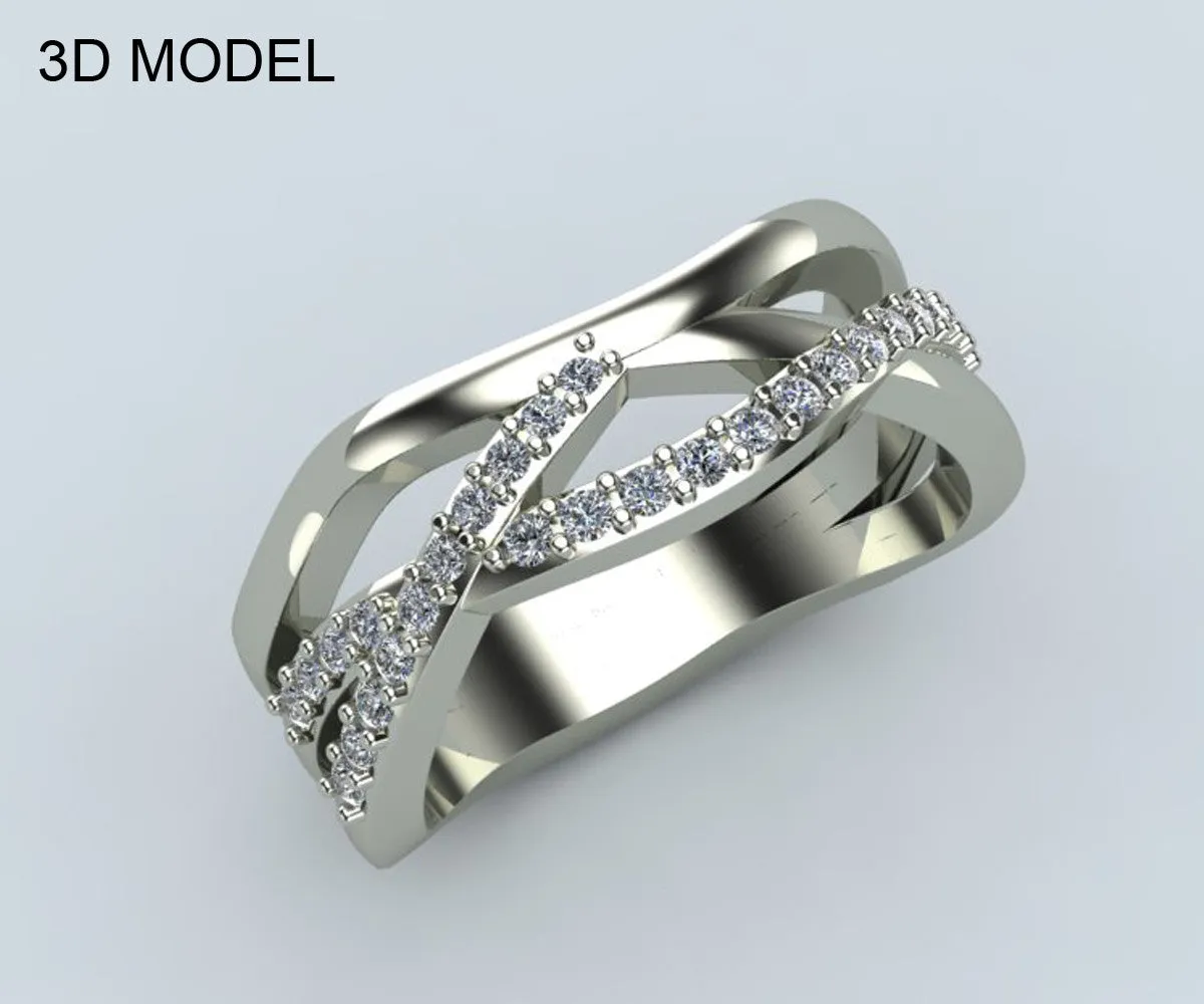 Modern Multi Row Diamond Wedding Band