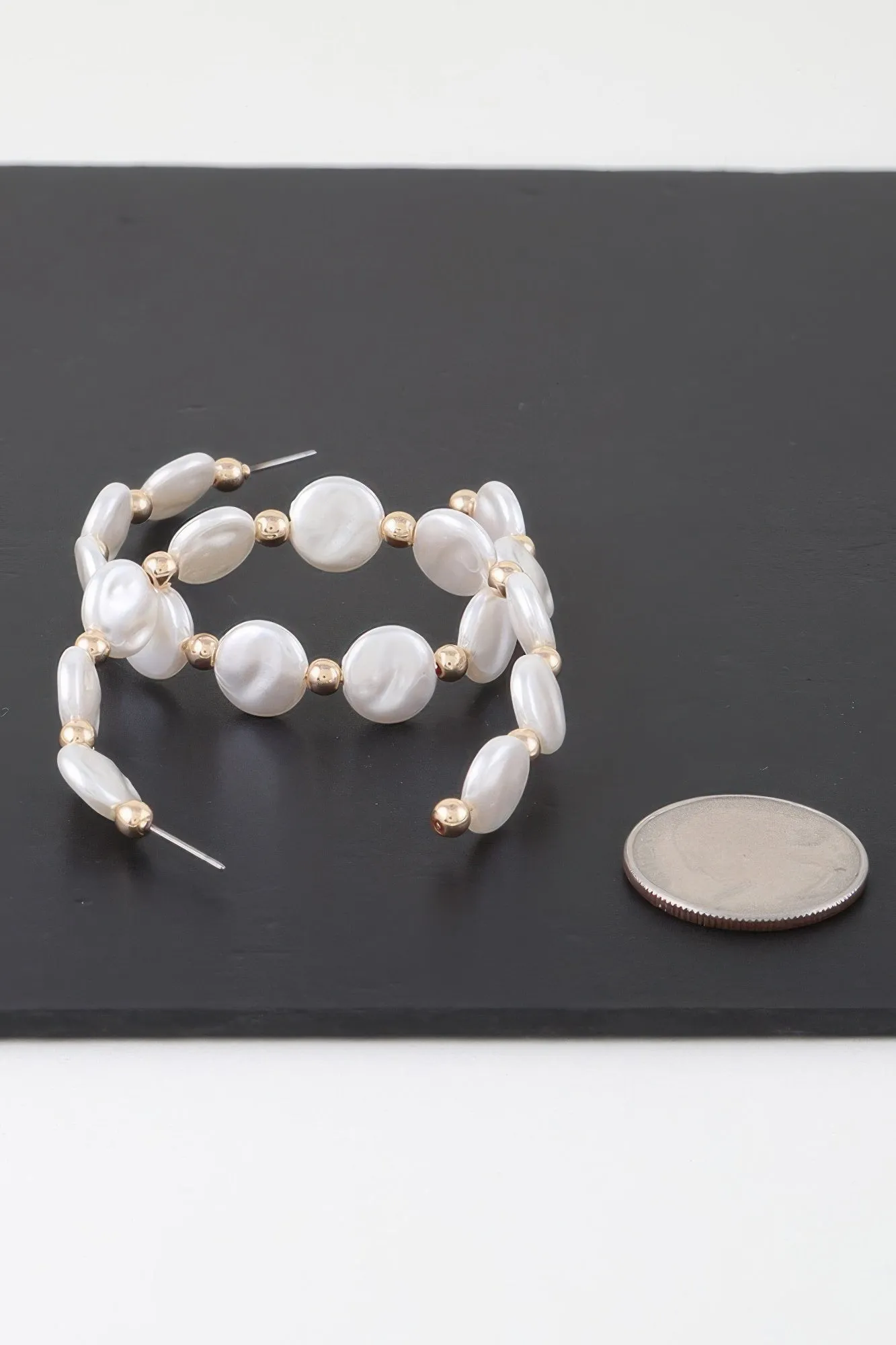 Modern Pearl Beaded Hoop Earrings