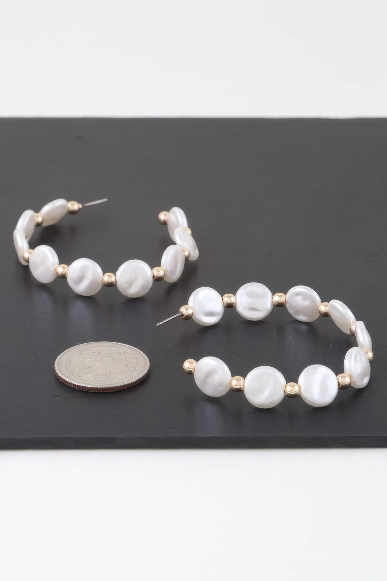 Modern Pearl Beaded Hoop Earrings
