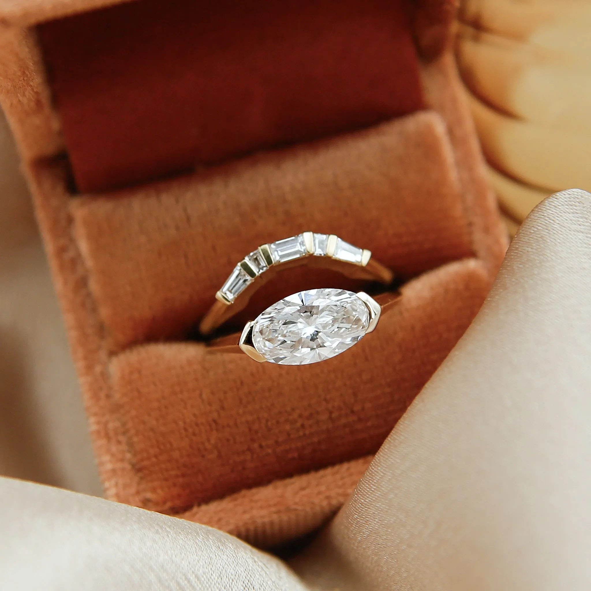 Molly | Contoured Baguette Wedding Band