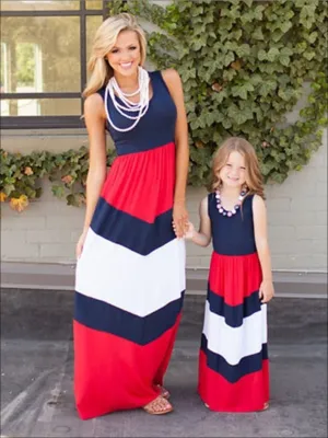 Mommy and Me Striped Boho Halter Dress