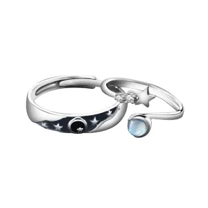 Moon Star Moonstone Matching Rings
