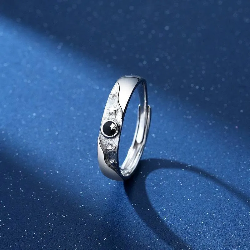 Moon Star Moonstone Matching Rings