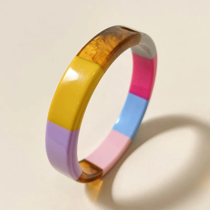 Multi Color Bangle Resin Bracelets - 3 Colors