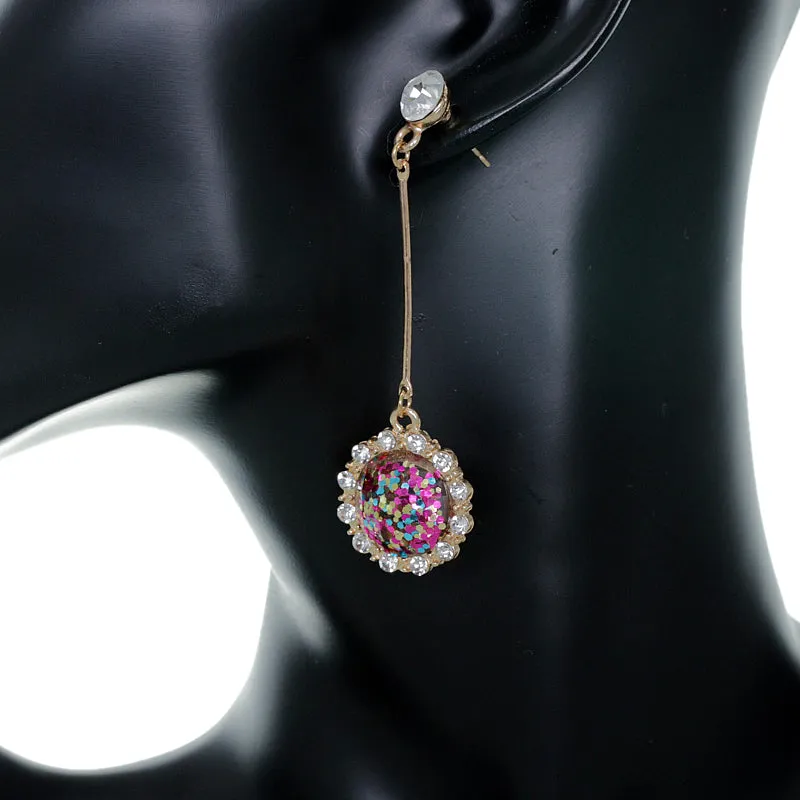 Multicolor Confetti Vertical Bar Drop Earrings