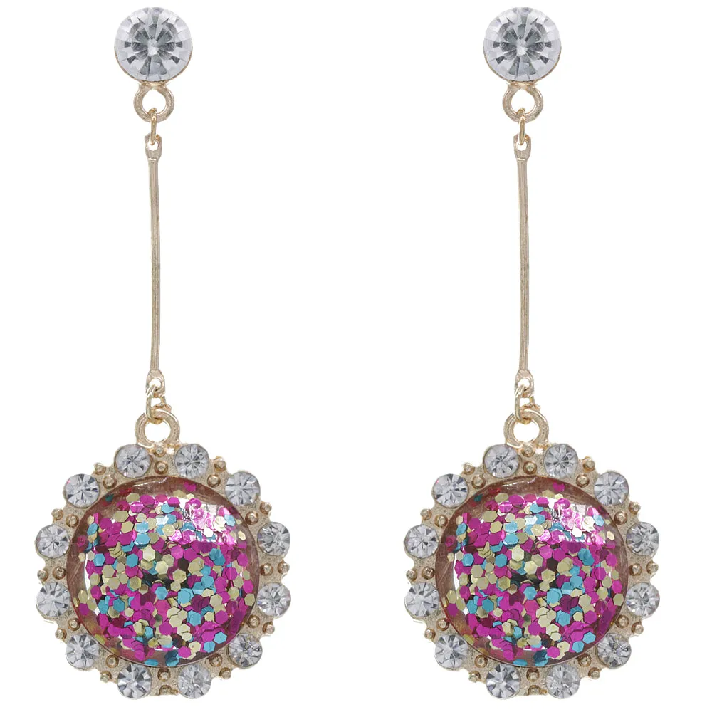 Multicolor Confetti Vertical Bar Drop Earrings