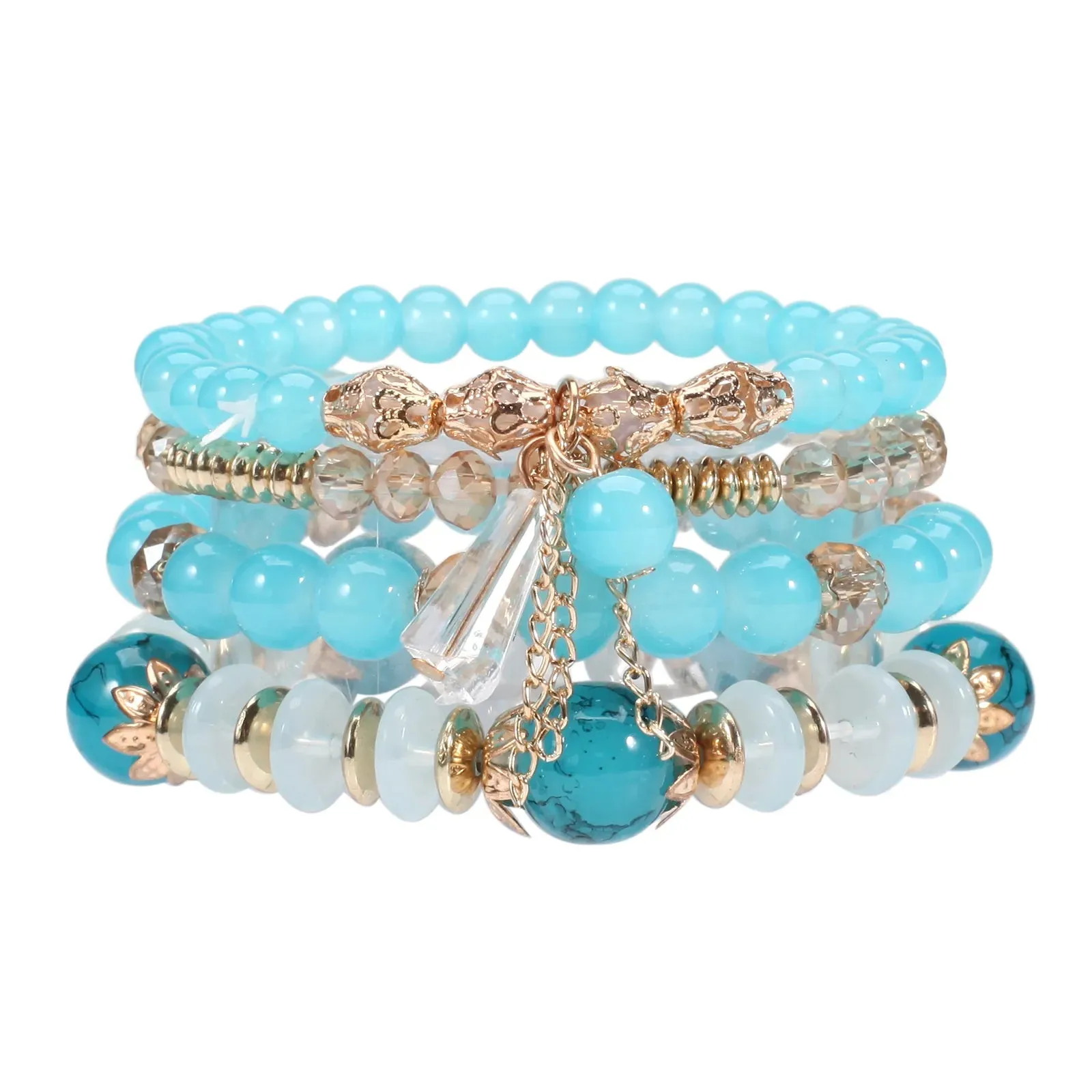 Multilayered Stackable Bead Bracelets for Women's