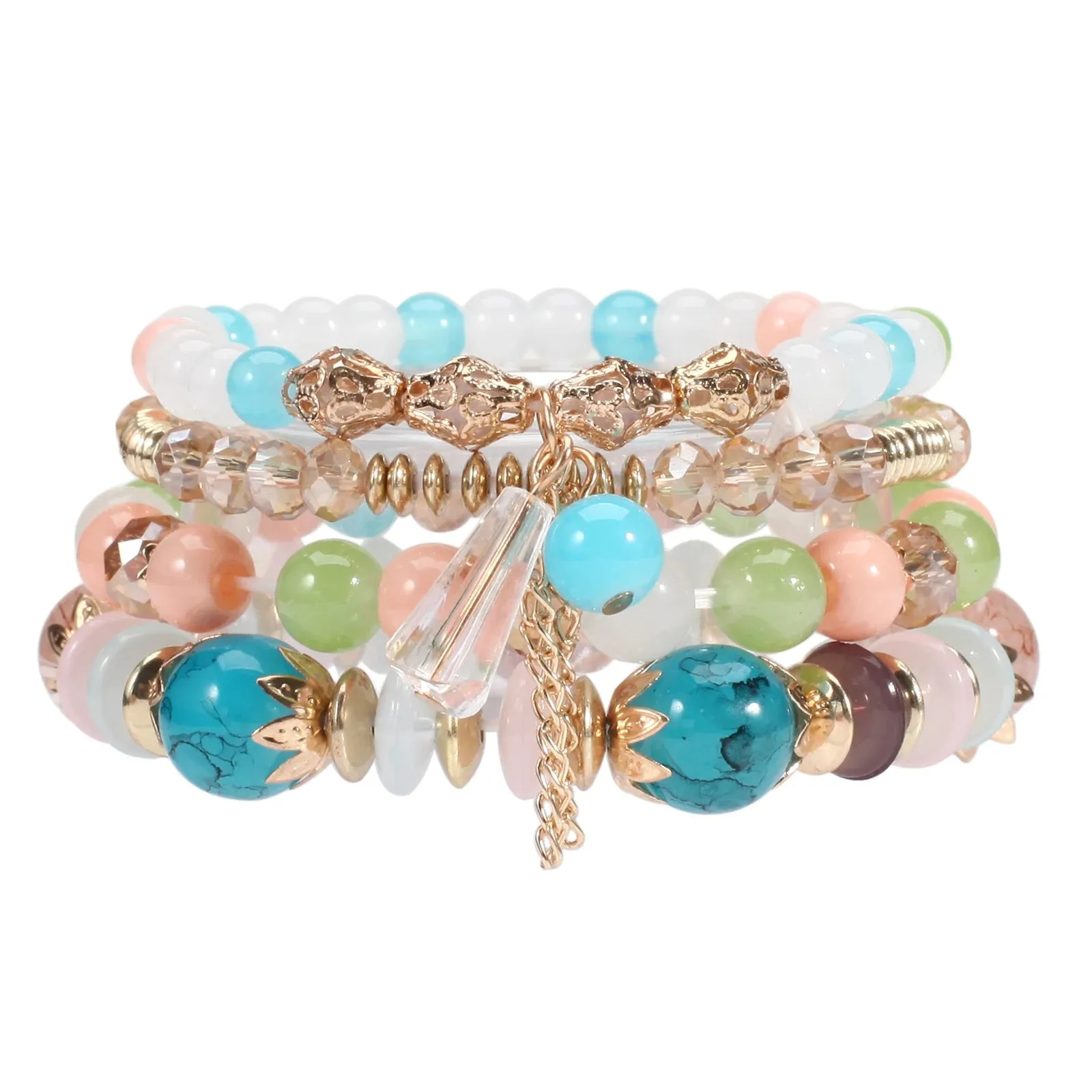Multilayered Stackable Bead Bracelets for Women's