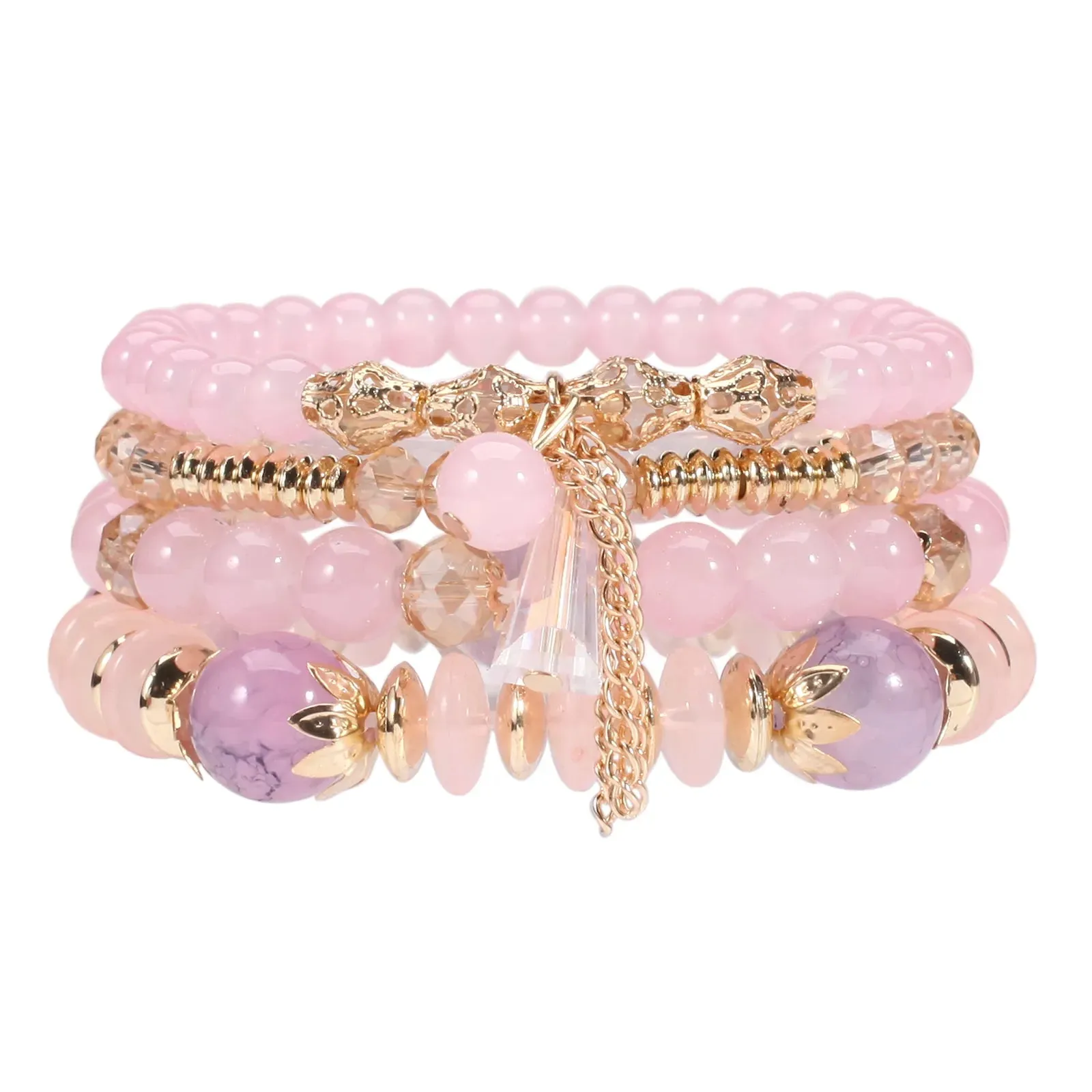 Multilayered Stackable Bead Bracelets for Women's