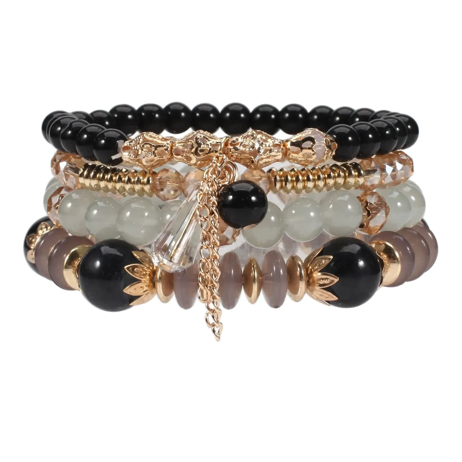 Multilayered Stackable Bead Bracelets for Women's